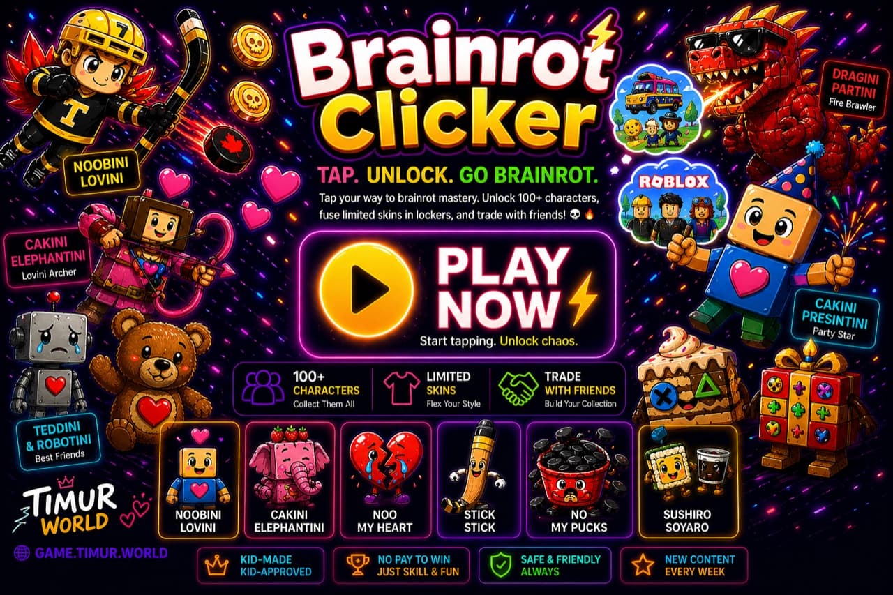 Brainrot Clicker — tap, unlock, go brainrot. 100+ characters, limited skins, trade with friends.